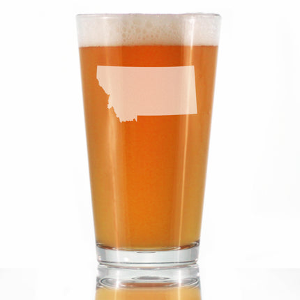 Montana State Outline Pint Glass for Beer - State Themed Drinking Decor and Gifts for Montanan Women & Men - 16 Oz Glasses