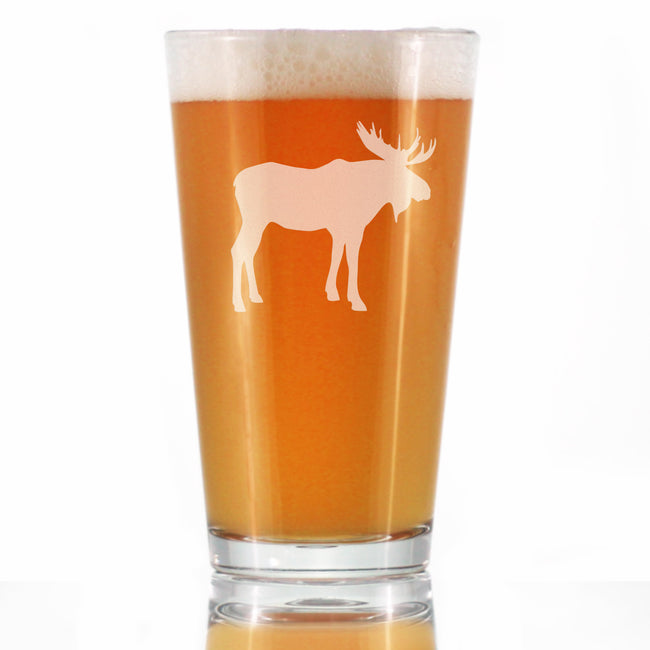 Moose - 16 oz Pint Glass for Beer - Cabin Themed Gifts or Rustic Decor for Men and Women - Fun Drinking or Party Glasses