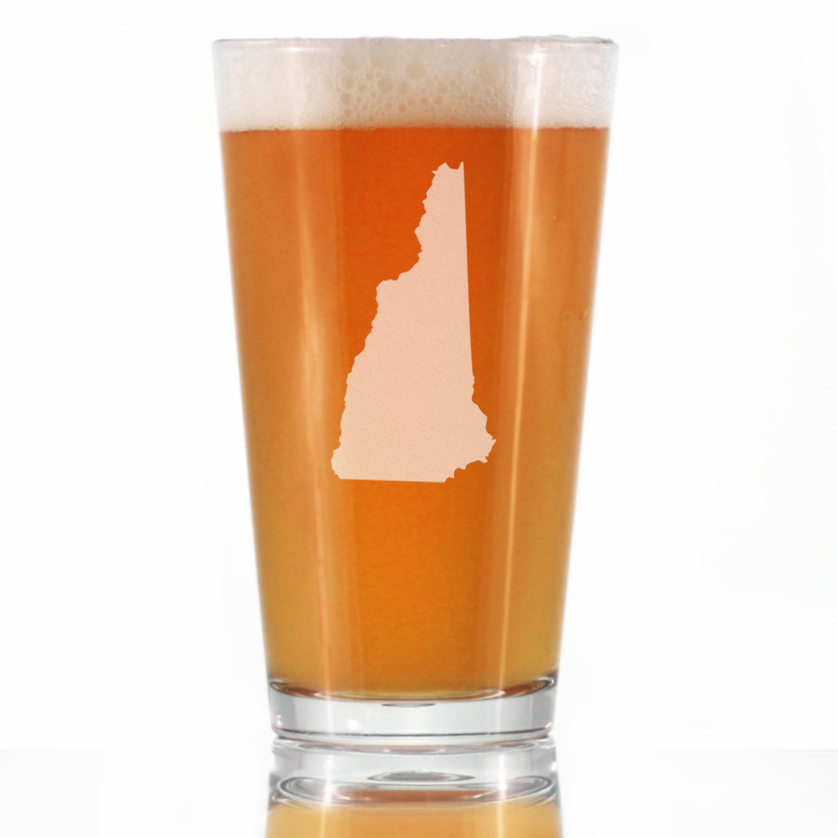 New Hampshire State Outline Pint Glass for Beer - State Themed Drinking Decor and Gifts for New Hampshirite Women &amp; Men - 16 Oz Glasses