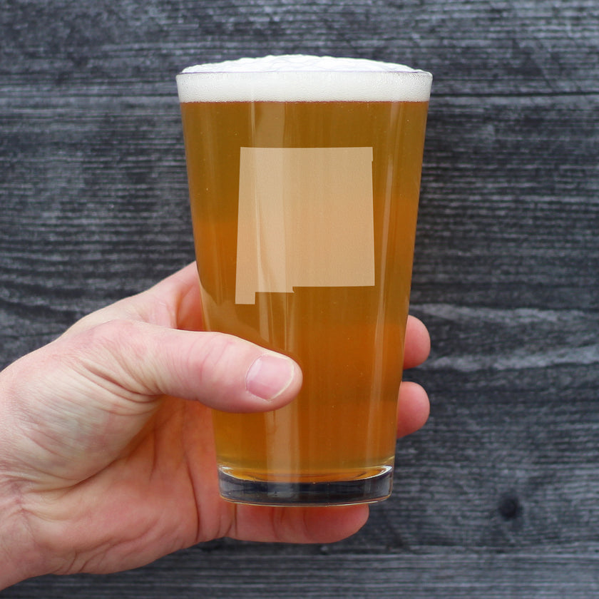 New Mexico State Outline Pint Glass for Beer - State Themed Drinking Decor and Gifts for New Mexican Women & Men - 16 Oz Glasses