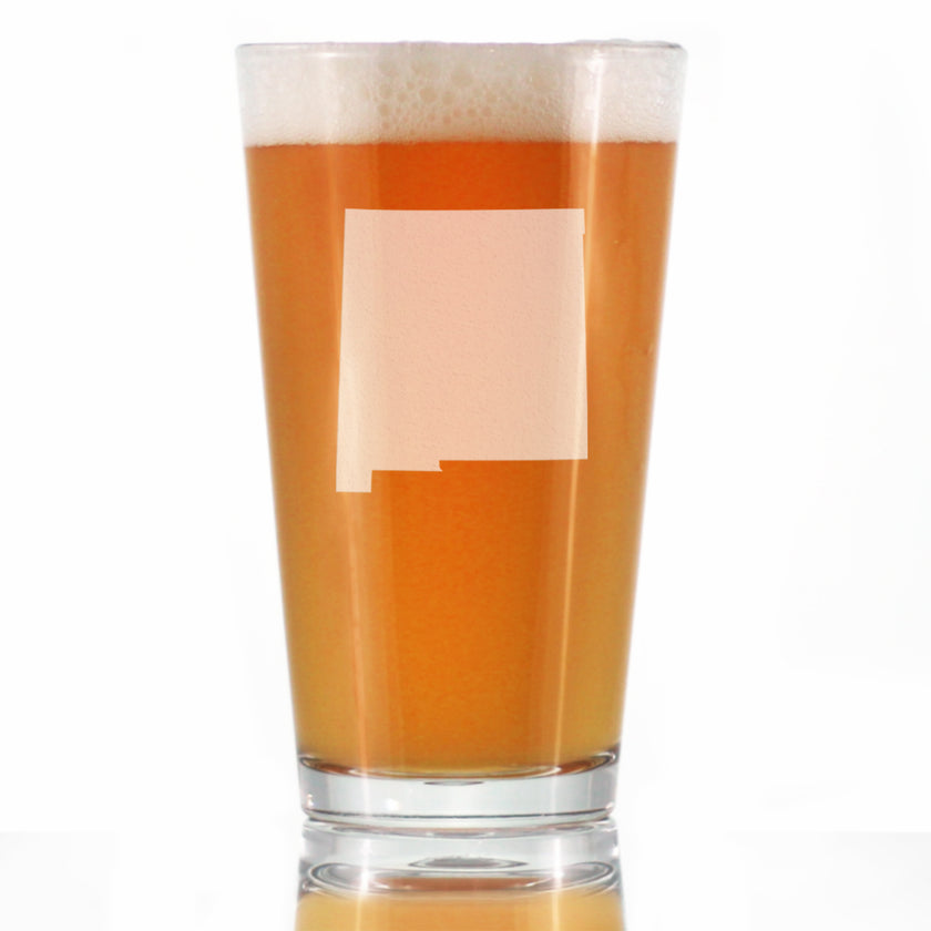 New Mexico State Outline Pint Glass for Beer - State Themed Drinking Decor and Gifts for New Mexican Women & Men - 16 Oz Glasses