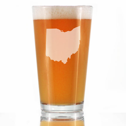 Ohio State Outline Pint Glass for Beer - State Themed Drinking Decor and Gifts for Ohioan Women & Men - 16 Oz Glasses