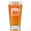 Papa Bear Pint Glass for Beer - Cute Funny Dad Gift Ideas for Father's Day or Birthday - 16 Oz Glasses