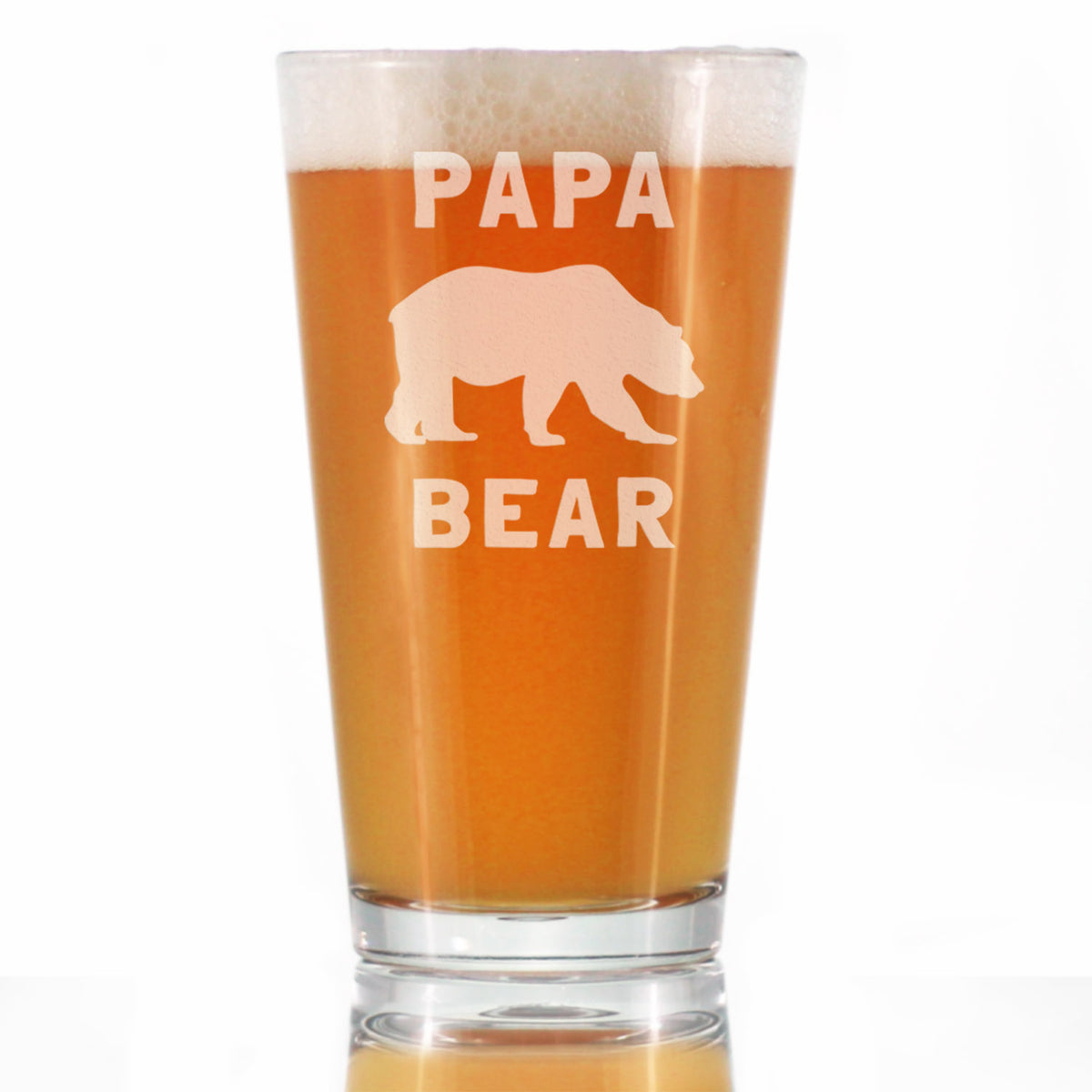 Papa Bear Pint Glass for Beer - Cute Funny Dad Gift Ideas for Father&#39;s Day or Birthday - 16 Oz Glasses