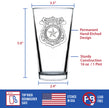 Police Badge Engraved Pint Glass, Unique Gifts for Police Officers, Law Enforcement Gift