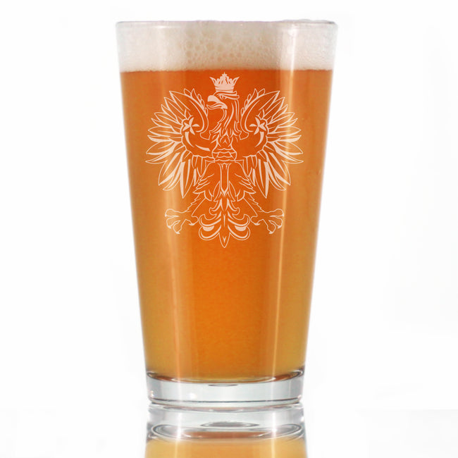 Polish Eagle - Engraved Pint Glass, Party Cup for Poles & Beer Lovers, Unique Poland Gifts