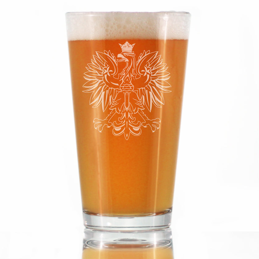 Polish Eagle - Engraved Pint Glass, Party Cup for Poles & Beer Lovers, Unique Poland Gifts