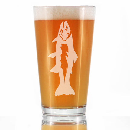 Trout - Pint Glass for Beer - Trout Fishing Gifts for Fisherman - Fun Fish Cups & Lake House Decor - 16 oz