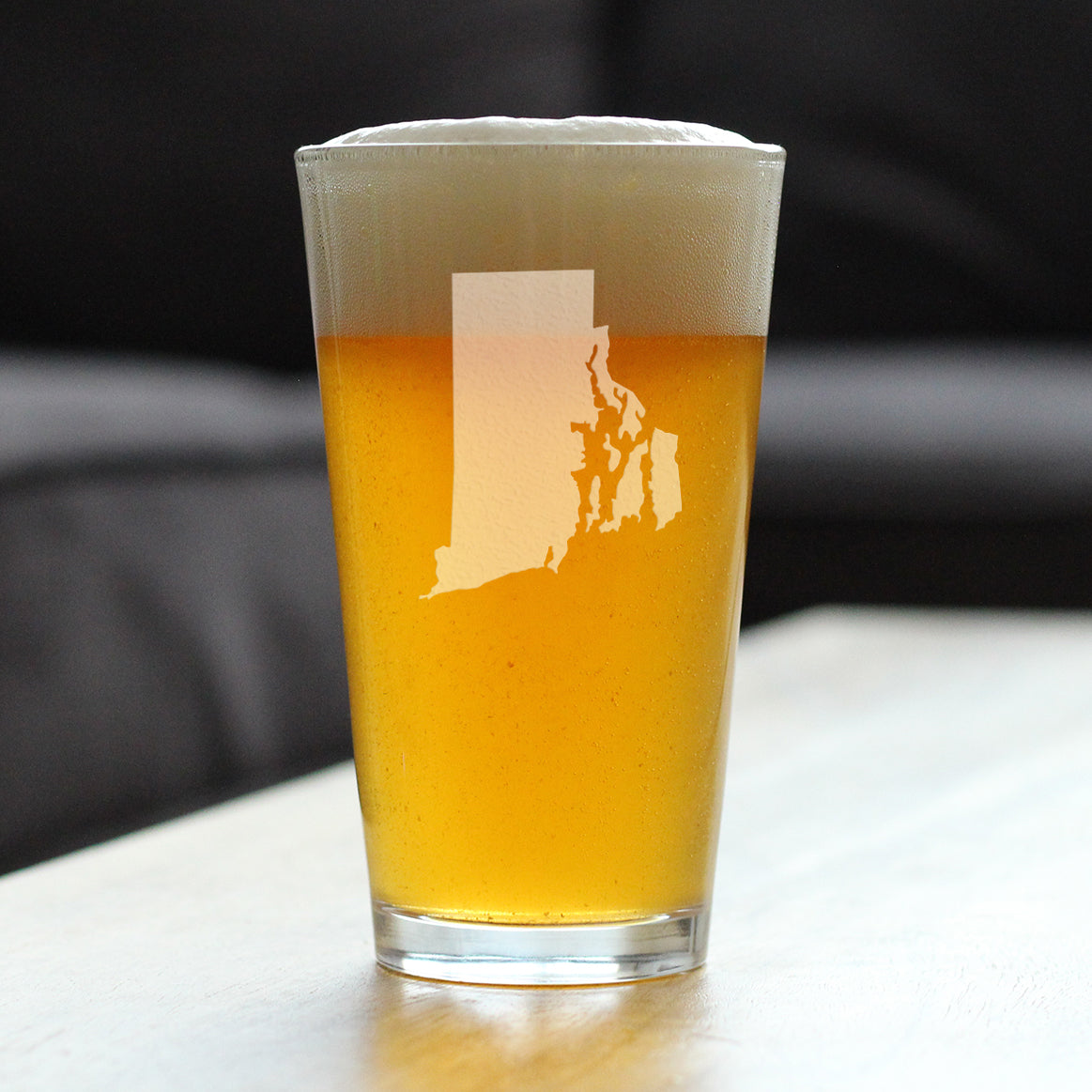 Rhode Island State Outline Pint Glass for Beer - State Themed Drinking Decor and Gifts for Rhode Islander Women & Men - 16 Oz Glasses