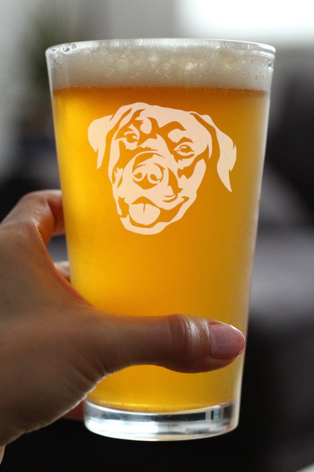 Happy Rottweiler - Pint Glass for Beer - Fun Unique Rottweiler Themed Dog Gifts and Party Decor for Women and Men - 16 oz
