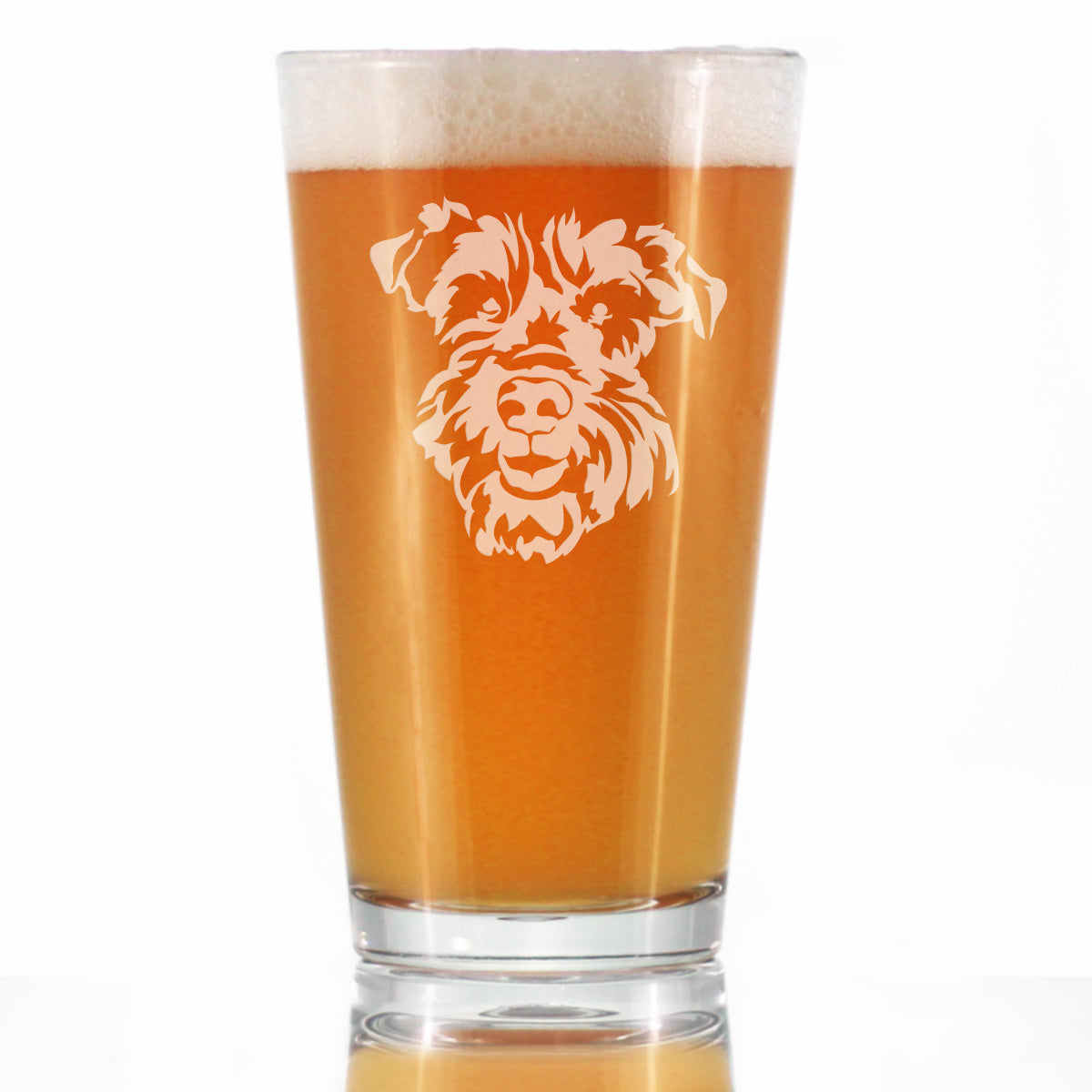 Schnauzer Face Pint Glass for Beer - Unique Dog Themed Decor and Gifts for Moms &amp; Dads of Schnauzers - 16 Oz