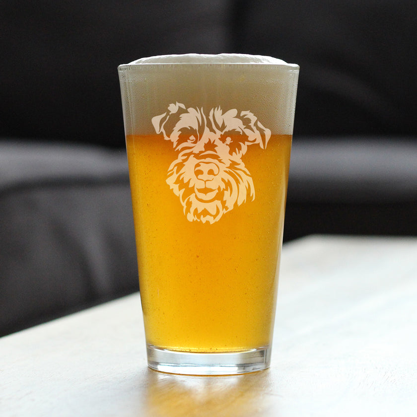 Schnauzer Face Pint Glass for Beer - Unique Dog Themed Decor and Gifts for Moms & Dads of Schnauzers - 16 Oz