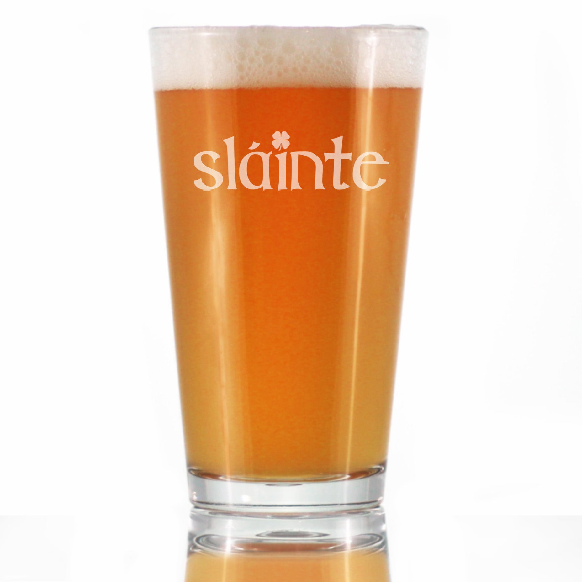 Slainte - Irish Cheers - Pint Glass for Beer - Funny St Patricks Day Party Decor or Gifts for Men & Women - 16 oz Cup
