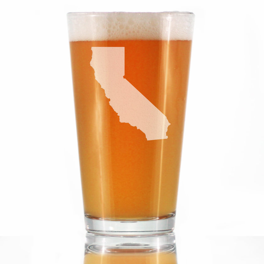 California State Outline Pint Glass for Beer - State Themed Drinking Decor and Gifts for Californian Women & Men - 16 Oz Glasses
