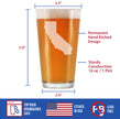 California State Outline Pint Glass for Beer - State Themed Drinking Decor and Gifts for Californian Women & Men - 16 Oz Glasses