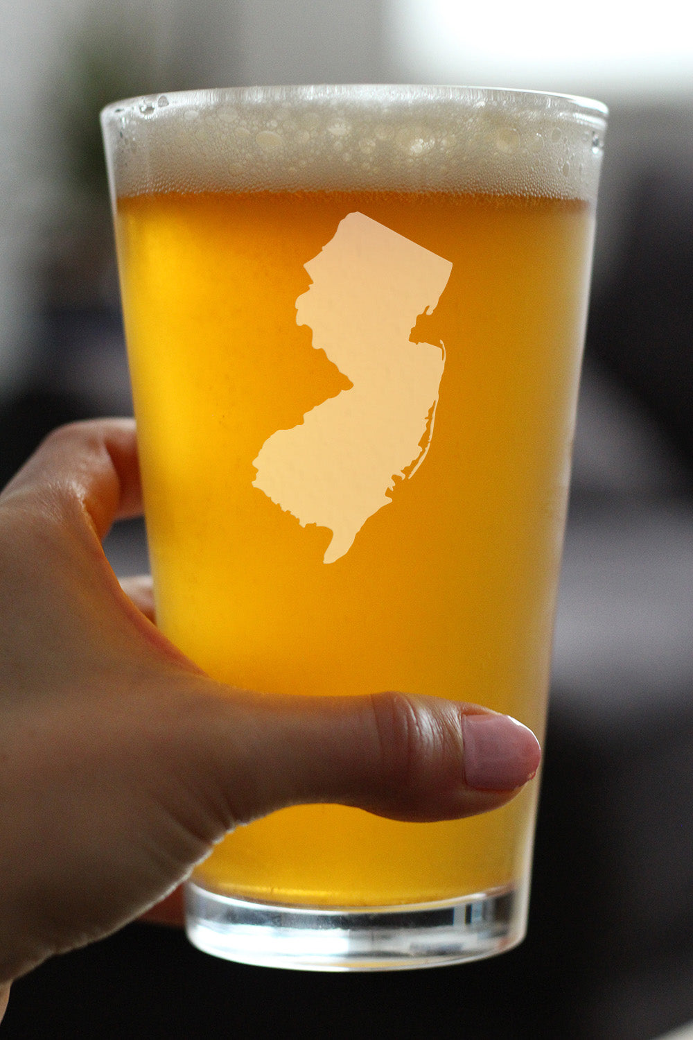 New Jersey State Outline Pint Glass for Beer - State Themed Drinking Decor and Gifts for New Jerseyan Women &amp; Men - 16 Oz Glasses