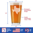 Texas State Outline Pint Glass for Beer - State Themed Drinking Decor and Gifts for Texan Women & Men - 16 Oz Glasses