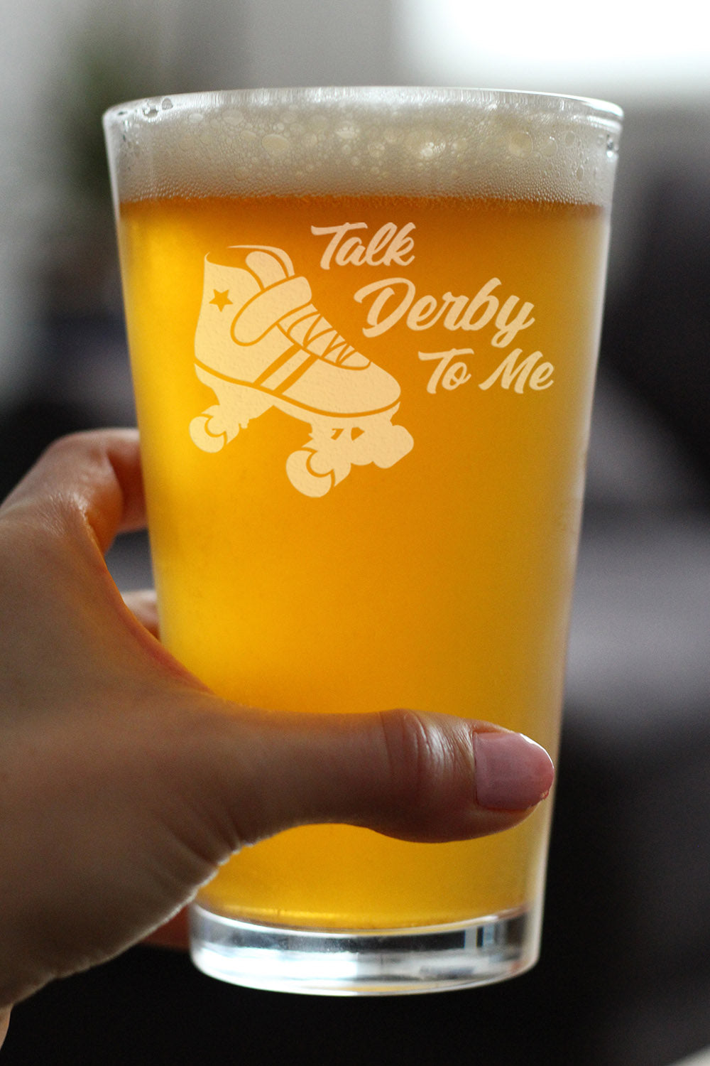 Talk Derby To Me - Pint Glass for Beer - Funny Rollerblading Gifts and Decor for Men &amp; Women - 16 Oz Glasses