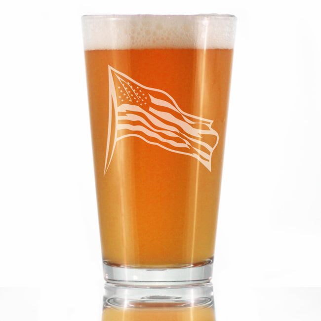 American Flag Pint Glass Gift for Beer Drinking Patriotic Men & Women - 16 oz Glasses