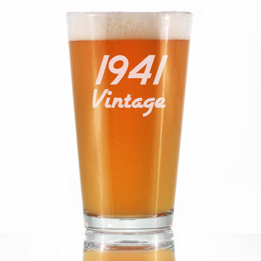 Vintage 1941 - Pint Glass for Beer - 85th Birthday Gifts for Men or Women Turning 85 - Fun Bday Party Decor - 16 oz