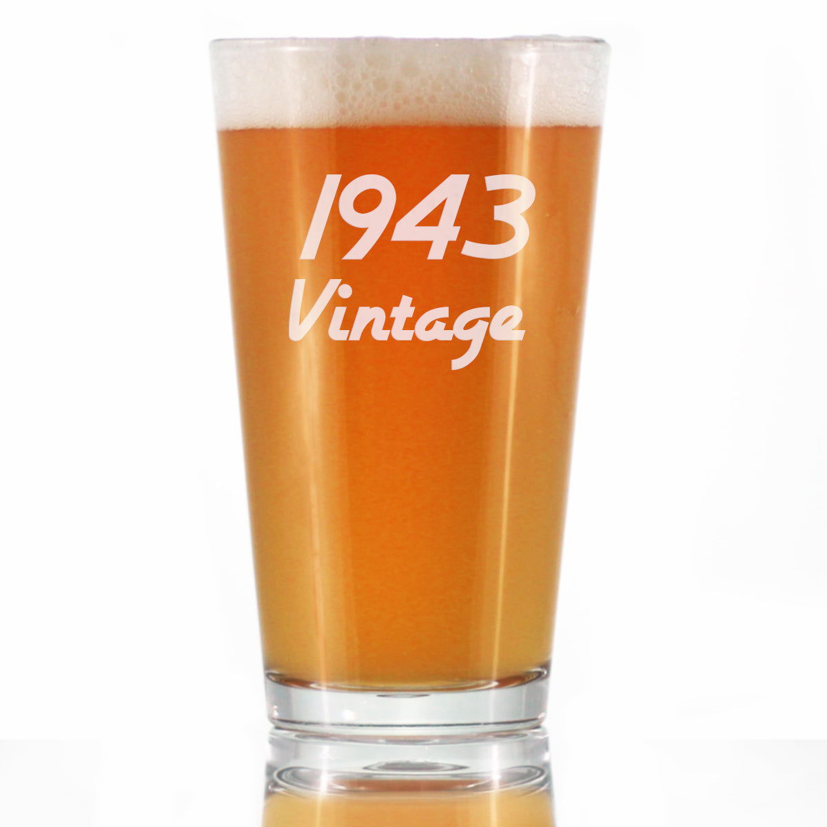 Vintage 1943 - Pint Glass for Beer - 80th Birthday Gifts for Men or Women Turning 80 - Fun Bday Party Decor - 16 oz