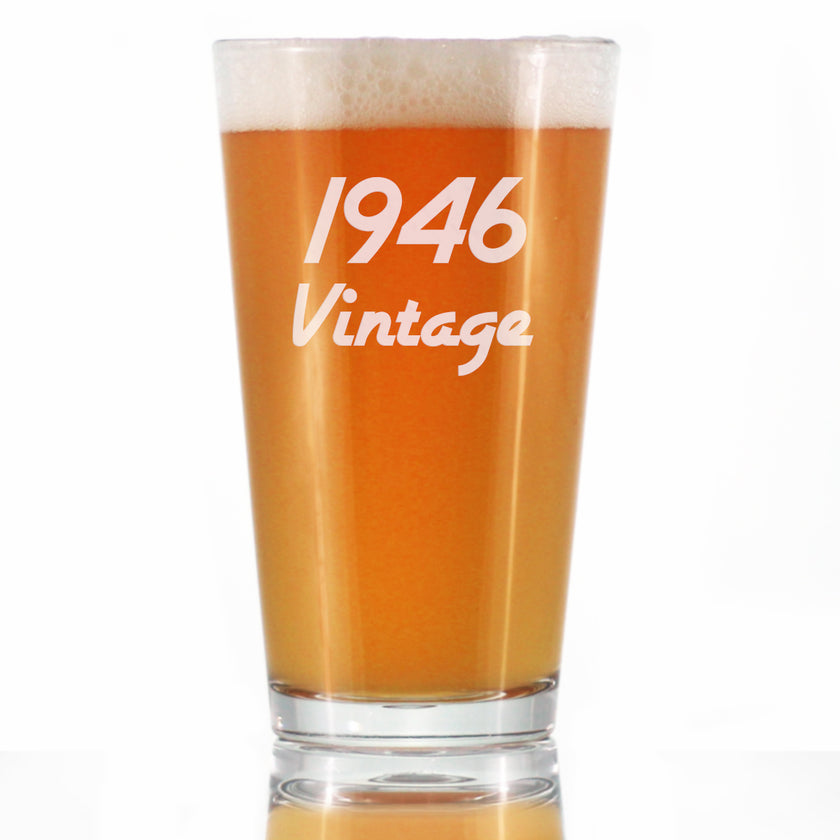 Vintage 1946 - Pint Glass for Beer - 80th Birthday Gifts for Men or Women Turning 80 - Fun Bday Party Decor - 16 oz