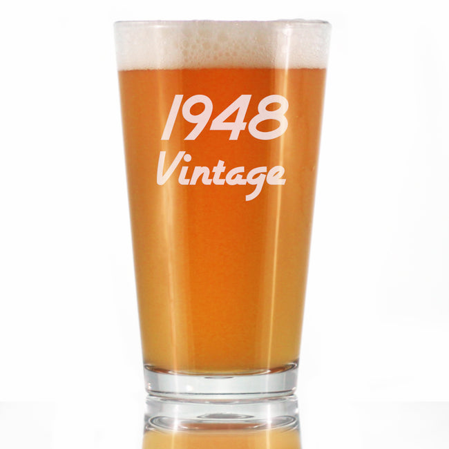 Vintage 1948 - Pint Glass for Beer - 78th Birthday Gifts for Men or Women Turning 78 - Fun Bday Party Decor - 16 oz
