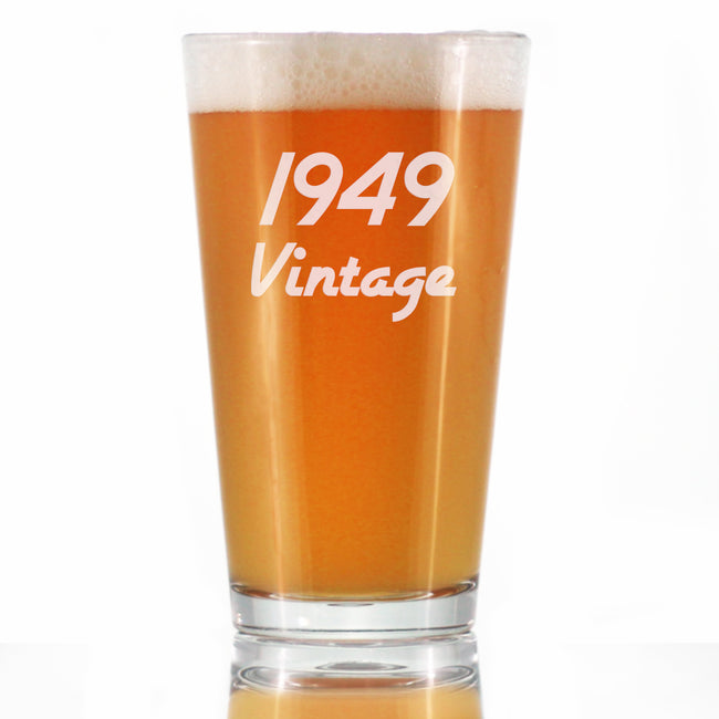 Vintage 1949 - Pint Glass for Beer - 77th Birthday Gifts for Men or Women Turning 77 - Fun Bday Party Decor - 16 oz