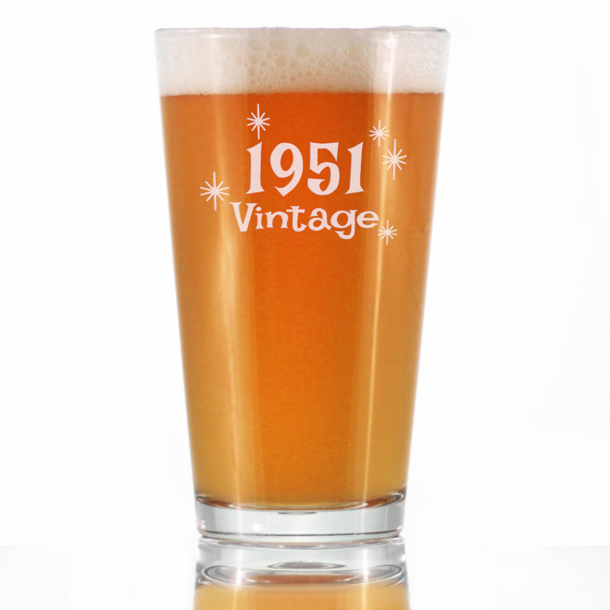 Vintage 1951 - Pint Glass for Beer - 75th Birthday Gifts for Men or Women Turning 75 - Fun Bday Party Decor - 16 oz