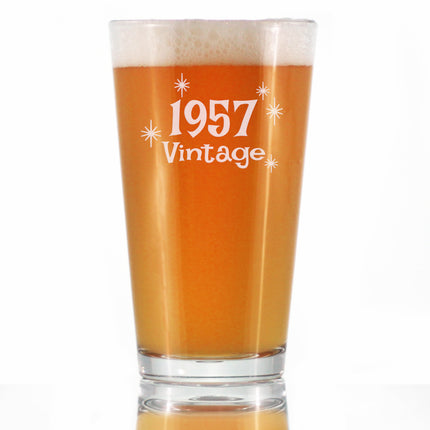 Vintage 1957 - Pint Glass for Beer - 69th Birthday Gifts for Men or Women Turning 69 - Fun Bday Party Decor - 16 oz