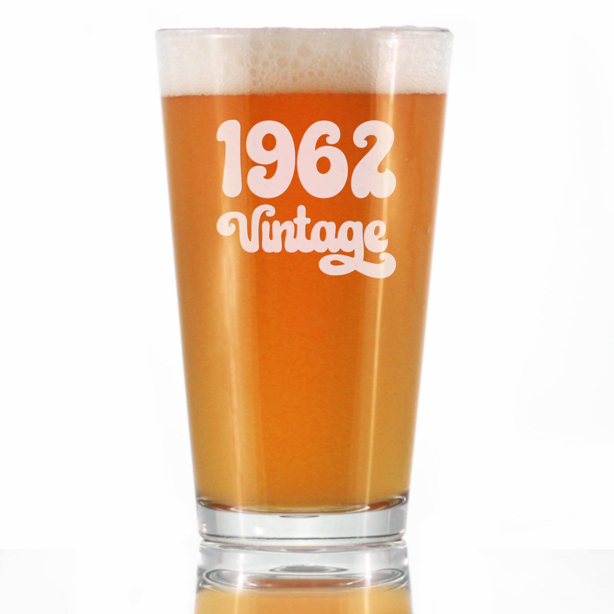 Vintage 1962 - Pint Glass for Beer - 62nd Birthday Gifts for Men or Women Turning 62 - Fun Bday Party Decor - 16 oz