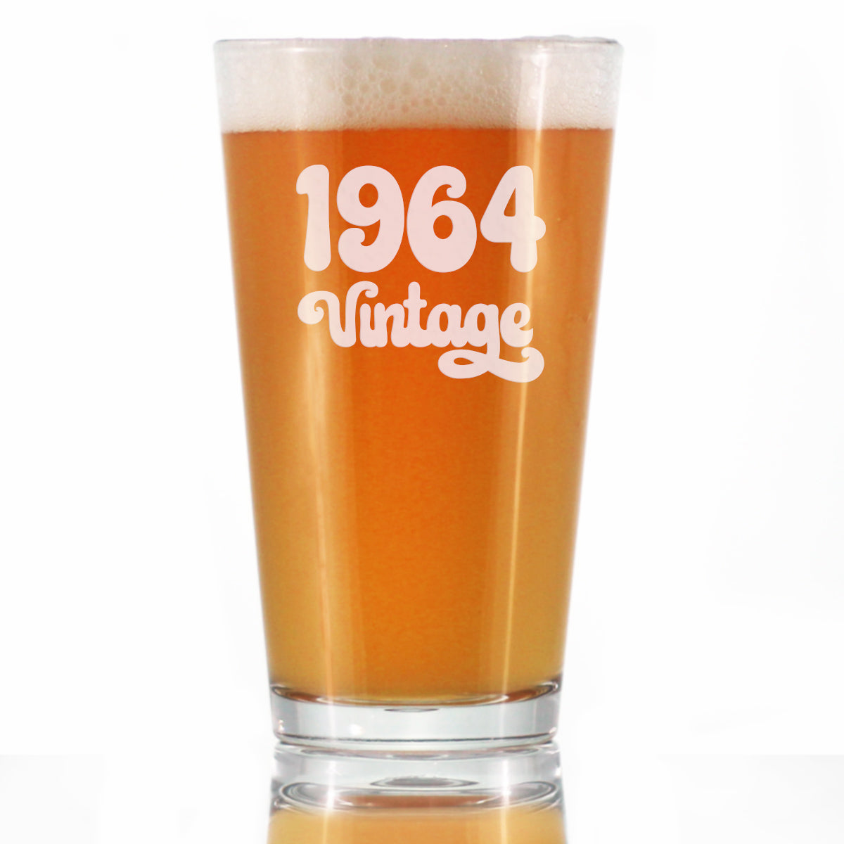 Vintage 1964 - Pint Glass for Beer - 60th Birthday Gifts for Men or Women Turning 60 - Fun Bday Party Decor - 16 oz