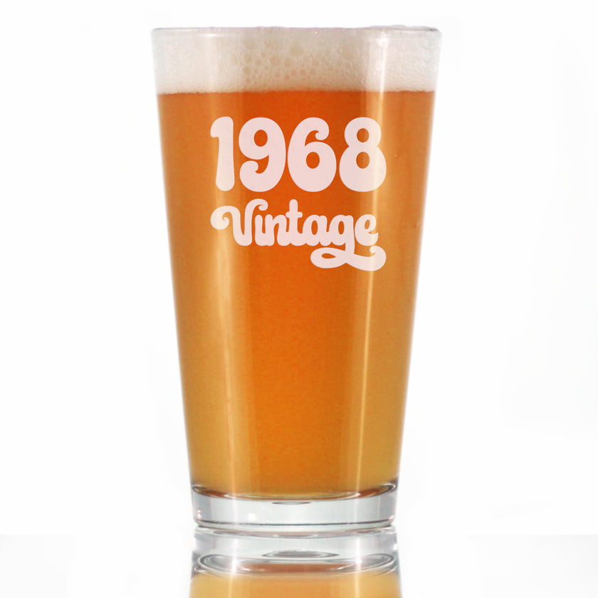Vintage 1968 - Pint Glass for Beer - 58th Birthday Gifts for Men or Women Turning 58 - Fun Bday Party Decor - 16 oz