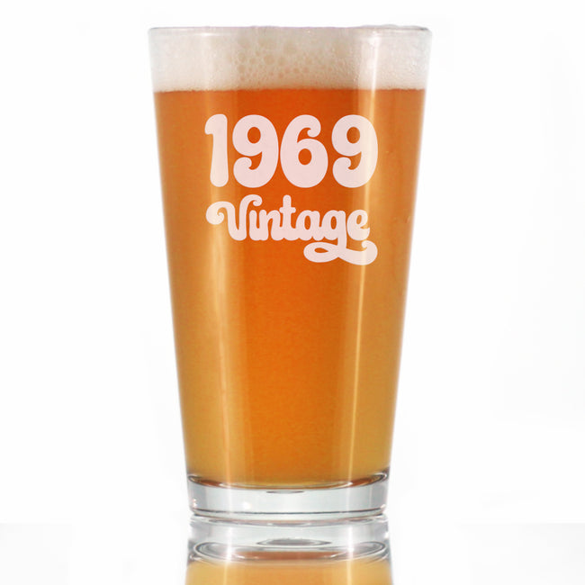 Vintage 1969 - Pint Glass for Beer - 57th Birthday Gifts for Men or Women Turning 57 - Fun Bday Party Decor - 16 oz