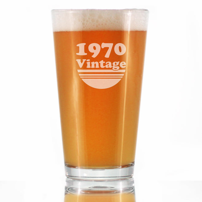 Vintage 1970 - Pint Glass for Beer - 56th Birthday Gifts for Men or Women Turning 56 - Fun Bday Party Decor - 16 oz