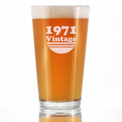 Vintage 1971 - Pint Glass for Beer - 55th Birthday Gifts for Men or Women Turning 55 - Fun Bday Party Decor - 16 oz