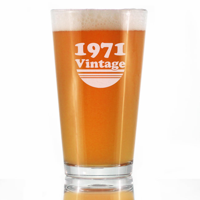 Vintage 1971 - Pint Glass for Beer - 55th Birthday Gifts for Men or Women Turning 55 - Fun Bday Party Decor - 16 oz