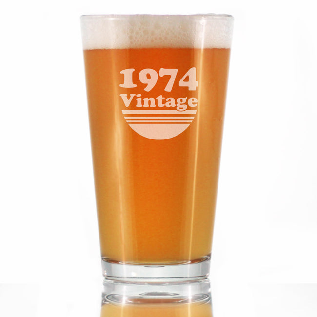 Vintage 1974 - Pint Glass for Beer - 52nd Birthday Gifts for Men or Women Turning 52 - Fun Bday Party Decor - 16 oz