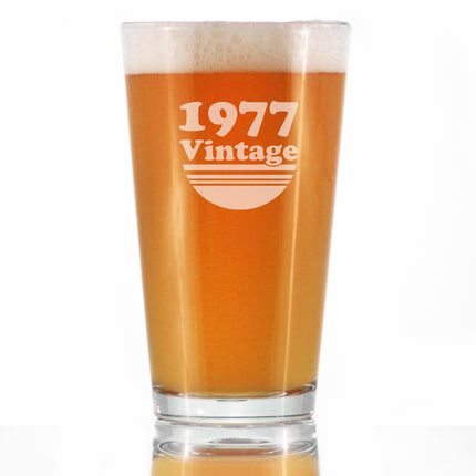 Vintage 1977 - Pint Glass for Beer - 49th Birthday Gifts for Men or Women Turning 49 - Fun Bday Party Decor - 16 oz