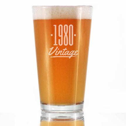 Vintage 1980 - Pint Glass for Beer - 46th Birthday Gifts for Men or Women Turning 46 - Fun Bday Party Decor - 16 oz