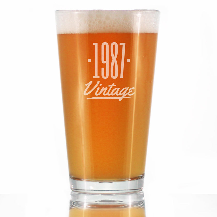 Vintage 1987 - Pint Glass for Beer - 39th Birthday Gifts for Men or Women Turning 39 - Fun Bday Party Decor - 16 oz