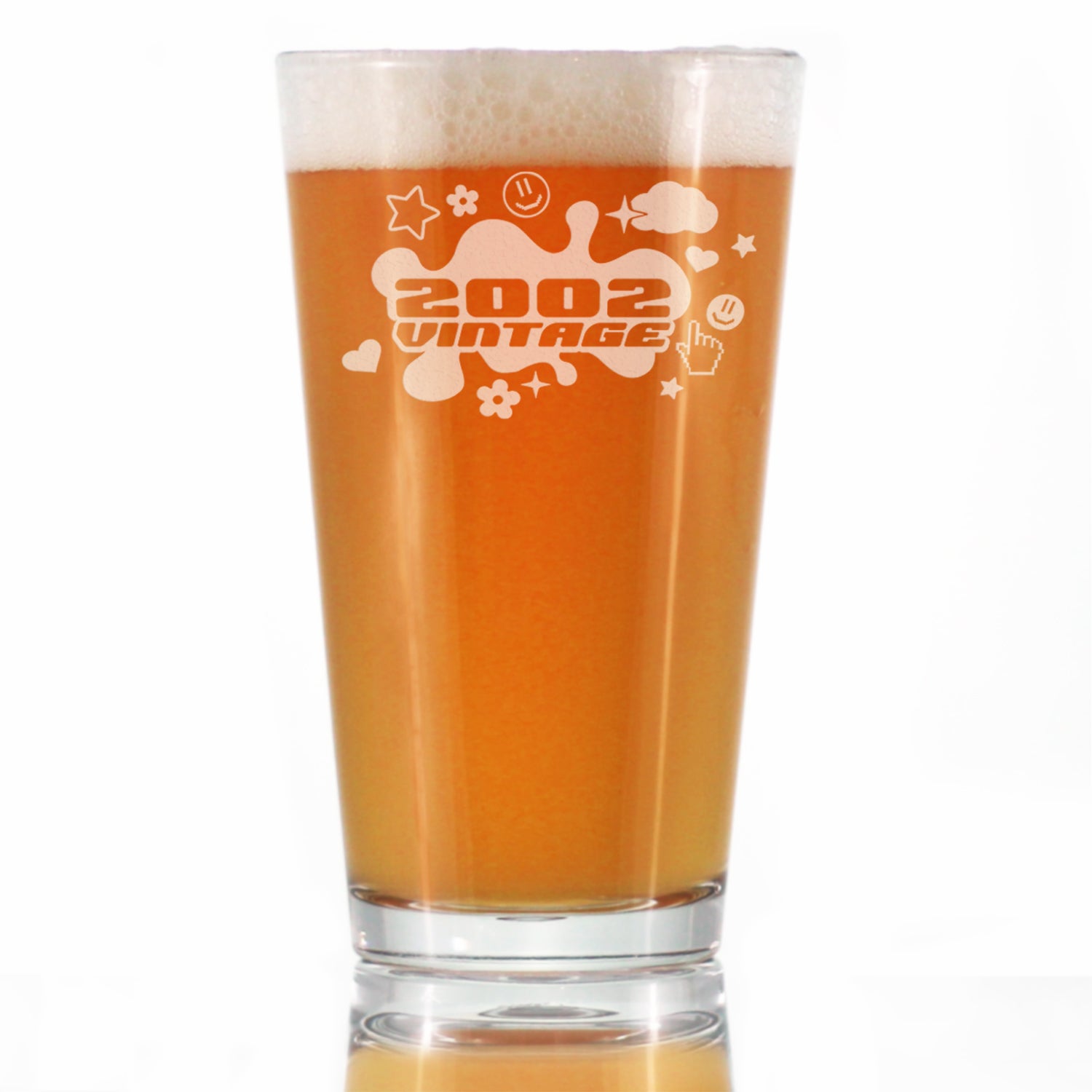 Vintage 2002 - Pint Glass for Beer - 24th Birthday Gifts for Men or Women Turning 24 - Fun Bday Party Decor - 16 oz