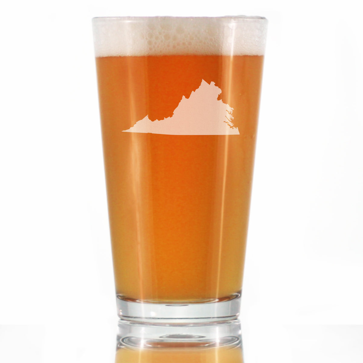 Virginia State Outline Pint Glass for Beer - State Themed Drinking Decor and Gifts for Virginian Women &amp; Men - 16 Oz Glasses