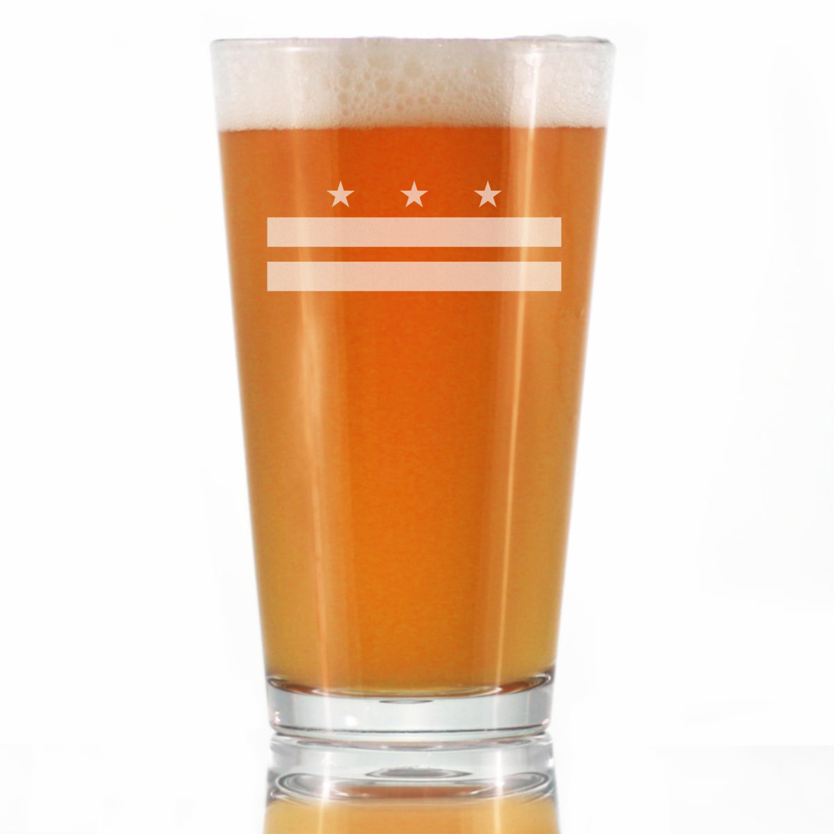 Washington DC Flag Pint Glass for Beer - State Themed Drinking Decor and Gifts for Washingtonian Women &amp; Men - 16 Oz Glasses