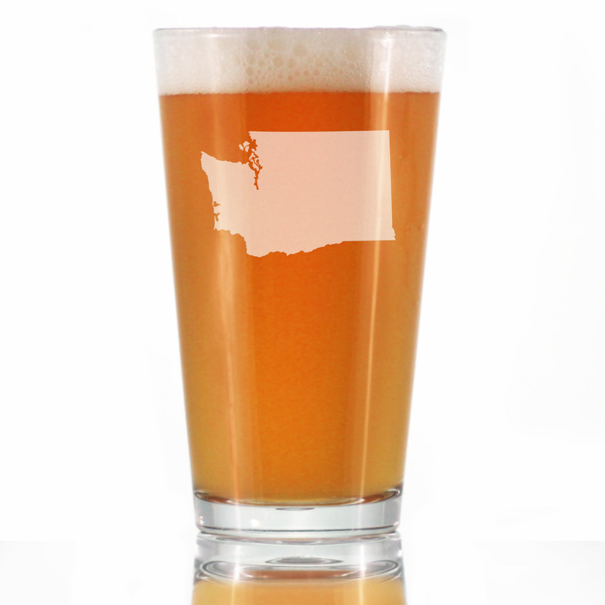 Washington State Outline Pint Glass for Beer - State Themed Drinking Decor and Gifts for Washingtonian Women &amp; Men - 16 Oz Glasses