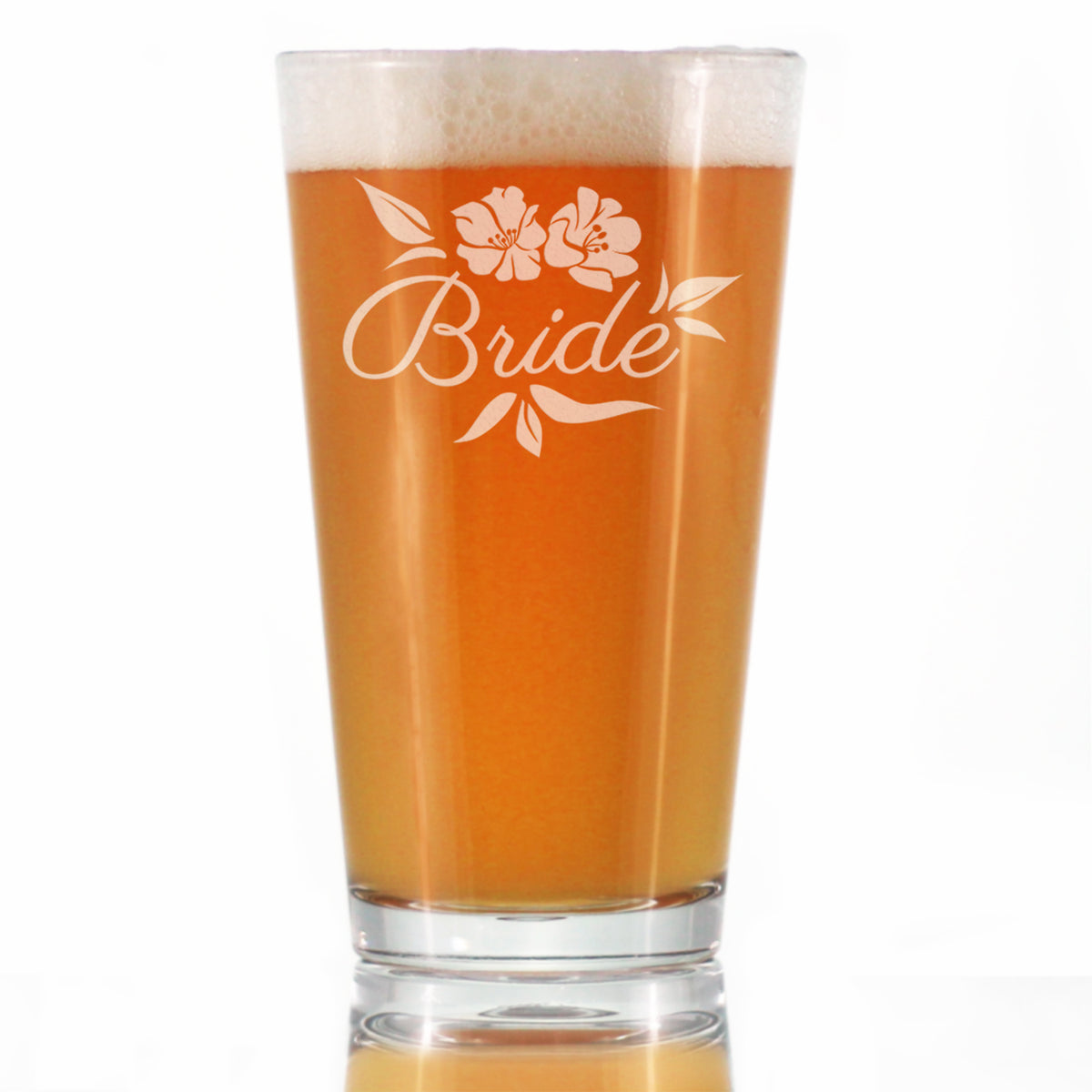 Bride Pint Glass - Unique Wedding Gift for Bride - Cute Engraved Wedding Cup Gift