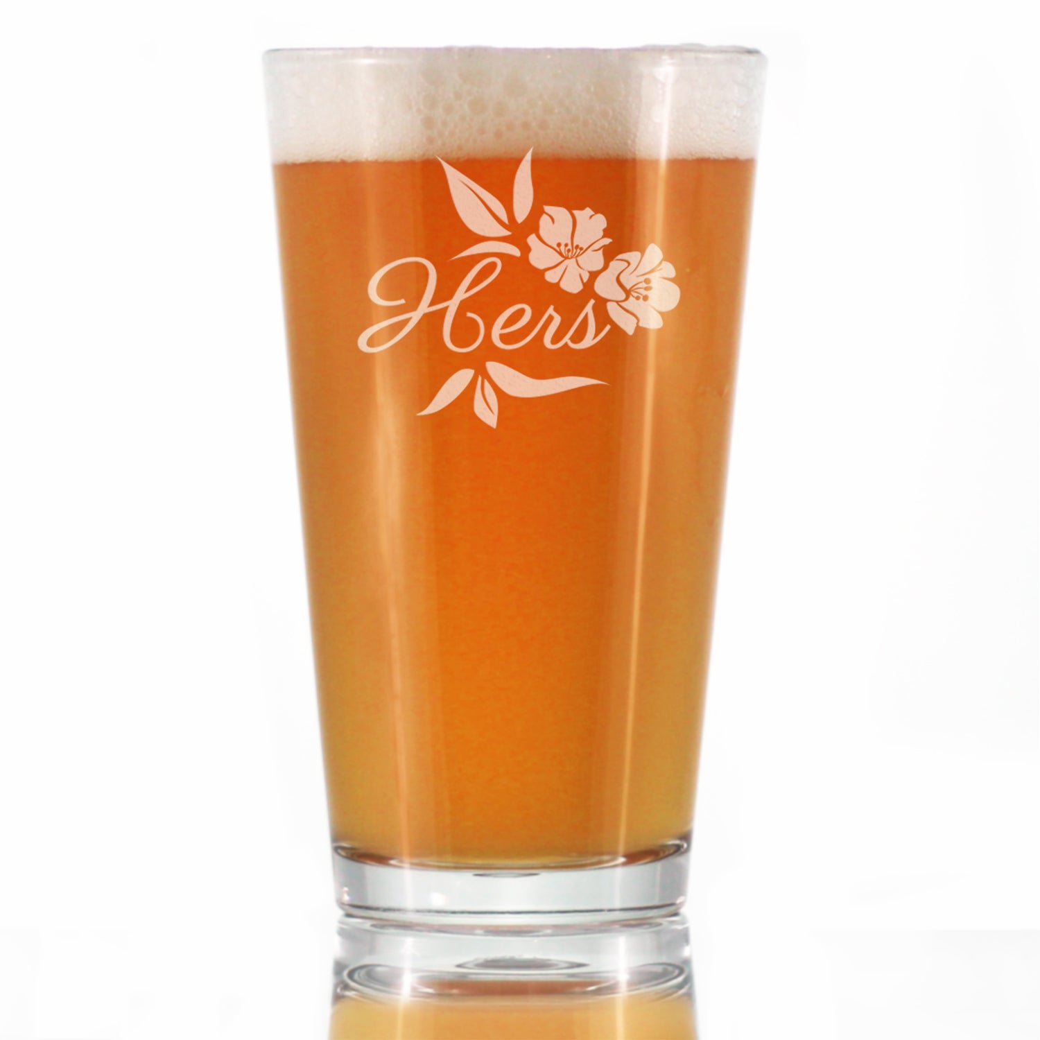 Hers Pint Glass - Unique Wedding Gift for Bride - Cute Engraved Wedding Cup Gift