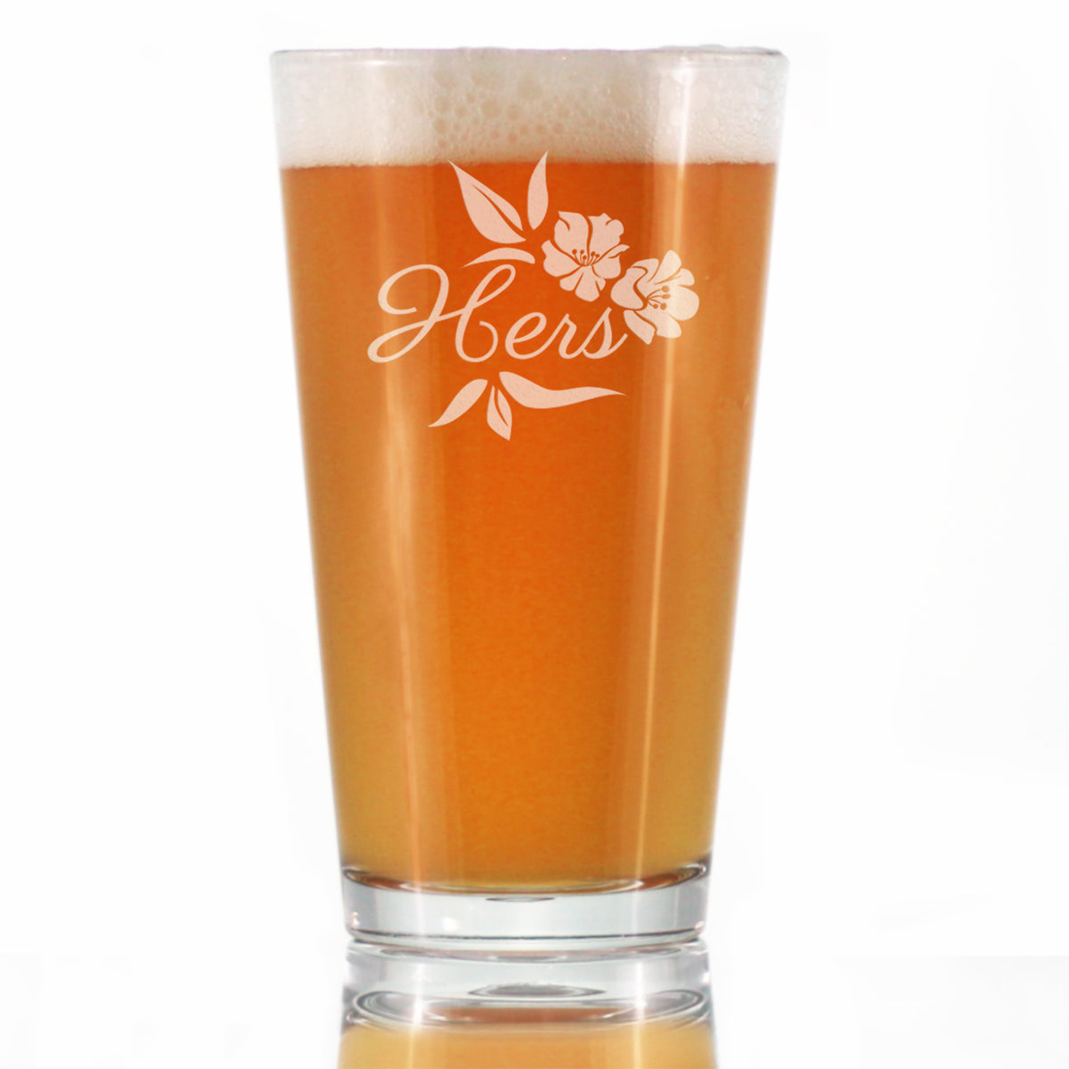 Hers Pint Glass - Unique Wedding Gift for Bride - Cute Engraved Wedding Cup Gift