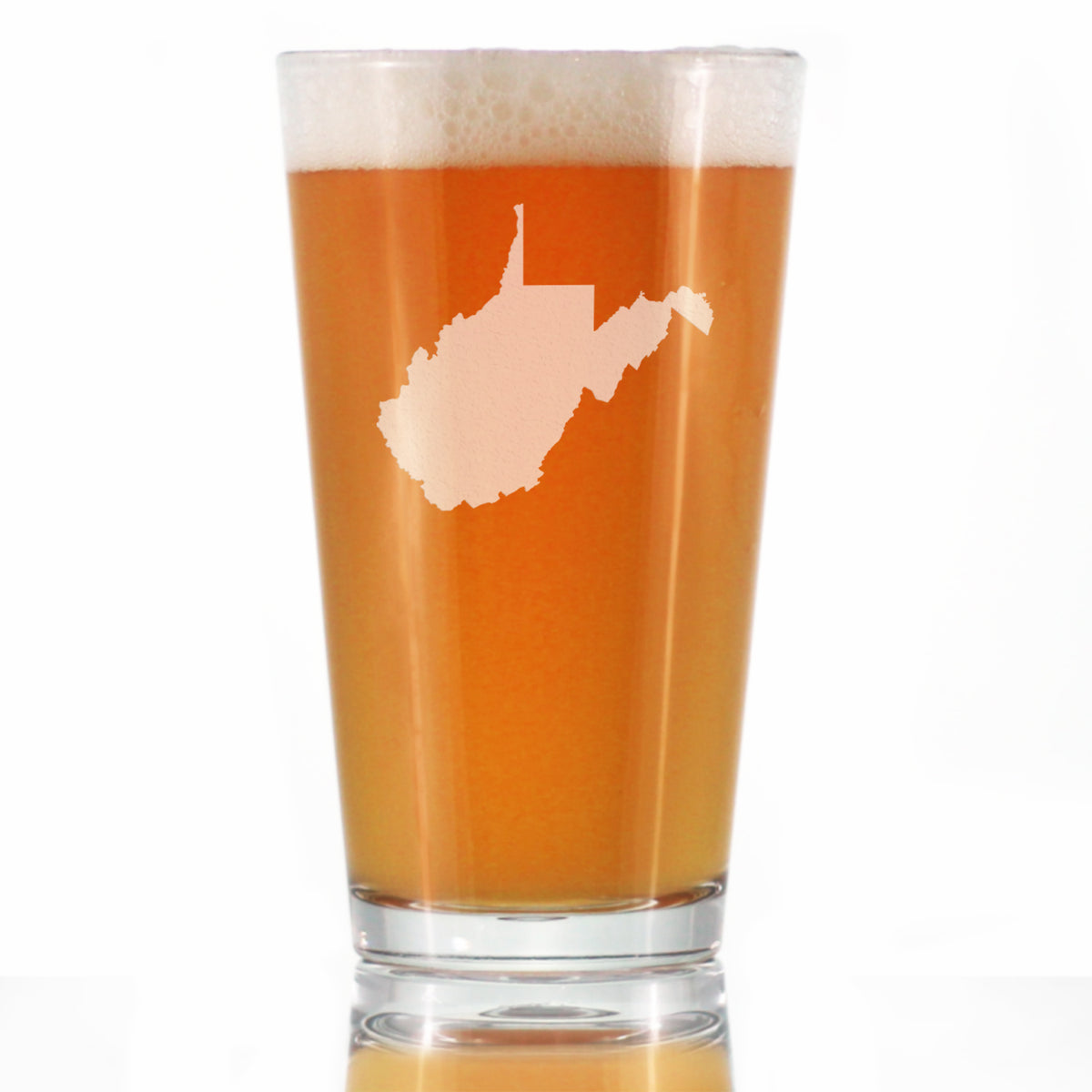 West Virginia State Outline Pint Glass for Beer - State Themed Drinking Decor and Gifts for West Virginian Women &amp; Men - 16 Oz Glasses