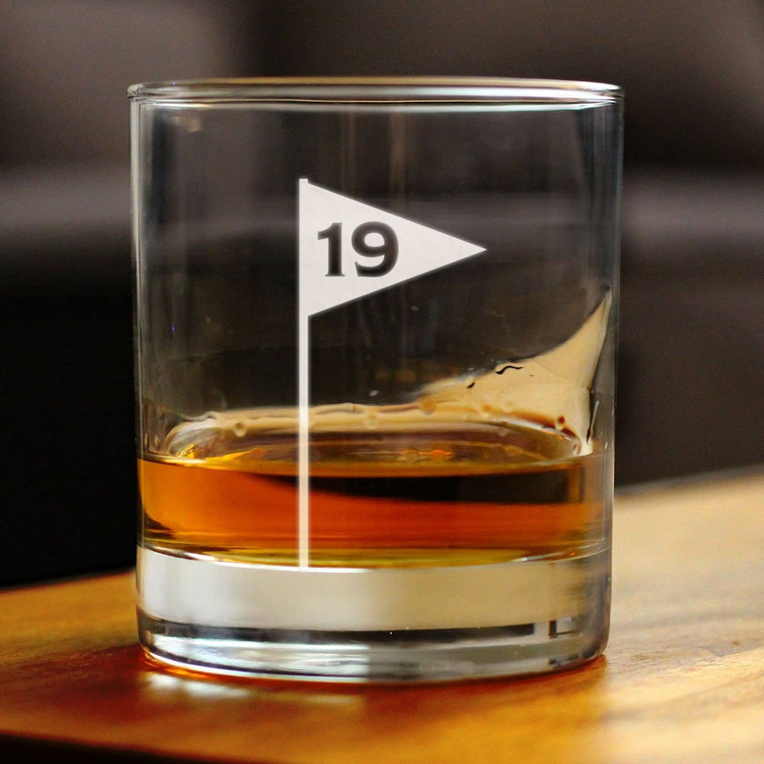 19th Hole & Golf Ball - 10 Ounce Rocks Glass